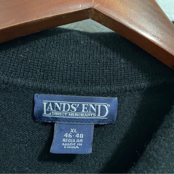 Lands’ End Cashmere Sweater Polo Black Long Sleeve Mens XL 46 - 48 - Picture 8 of 9